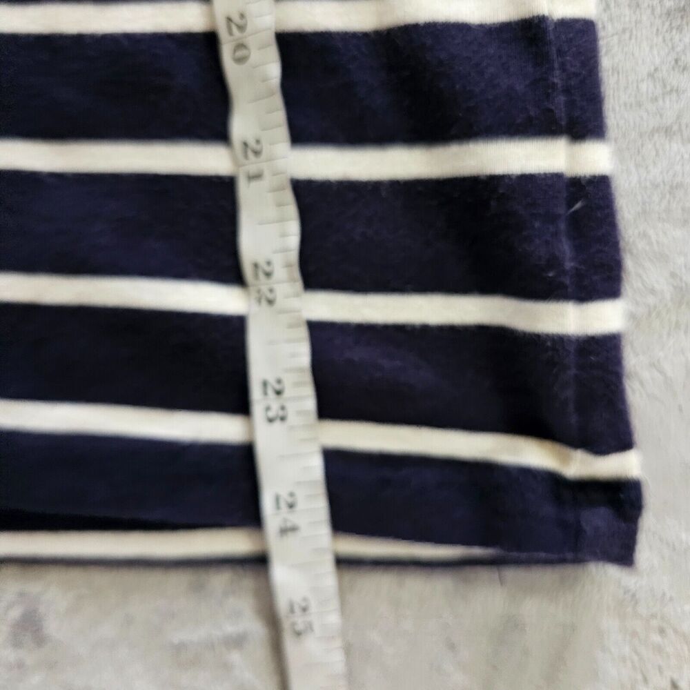 Talbots Top Women Medium Blue Pima Stripe Button Round Neck 3/4 Sleeve Nautical - Picture 7 of 10